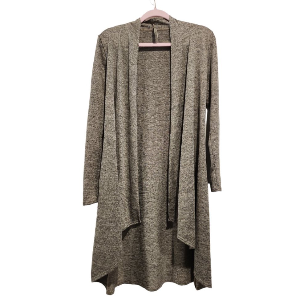 Slight hi-low open front cardigan
